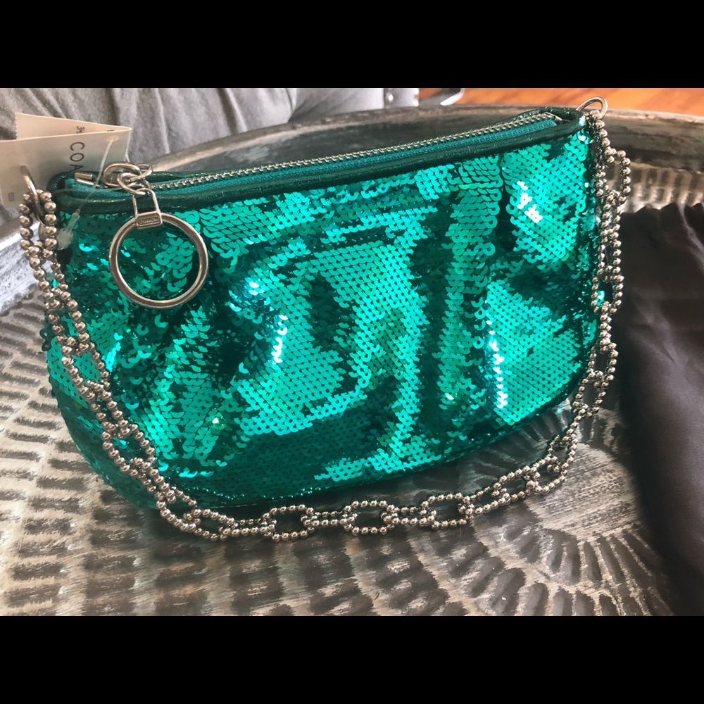 Coach Poppy Sequin Green Purse